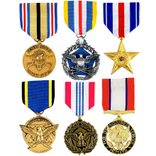 Поощрение бесплатный образец дешевые изготовленные на заказ короткие ленты службы медаль за честь